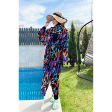 Remsa Mayo Remsa Tesettür Mayo Üzerine Tek Kaftan Kimono Pareo RP004A Mercan
