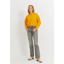 Tubia Kadın Kayısı Renk Basic Kısa Sweatshirt