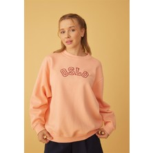 Tubia Kadın Somon Oslo Baskılı Oversize Sweatshirt