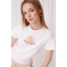 Tubia Kadın Baskılı Lila Kısa Kollu T-Shirt