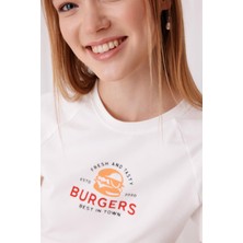 Tubia Kadın Baskılı Lila Kısa Kollu T-Shirt
