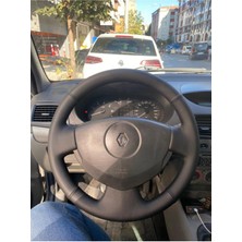 Detay Renault Symbol 2010 - Clio Faz 2 Dakota Desen Direksiyon Kılıfı Siyah Dikiş