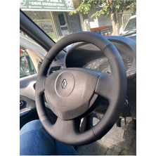 Detay Renault Symbol 2010 - Clio Faz 2 Dakota Desen Direksiyon Kılıfı Siyah Dikiş