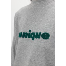 Tubia Unique Nakış Işlemeli Gri Melanj Sweatshirt