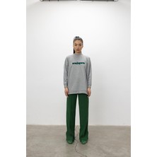 Tubia Unique Nakış Işlemeli Gri Melanj Sweatshirt