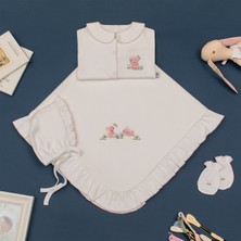 Florije Baby Pink Rabbit El Işi Organik Yenidoğan Hastane Çıkış Seti Fırfırlı Pembe