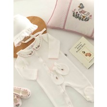 Florije Baby Puddle Duck El Işi Organik Yenidoğan Hastane Çıkış Seti Pembe Fırfırlı