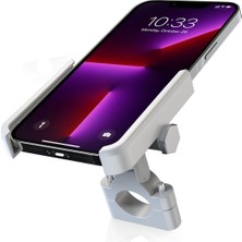 Suporte Alüminyum Gövdeli Gidon Bağlantılı Full Metal Motosiklet-Bisiklet Telefon Tutucu Gri
