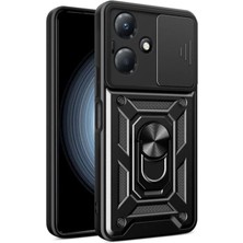 Case Street Infinix Hot 30 Kılıf Tank Aramid Sürgülü Vega Yüzüklü+Nano Siyah