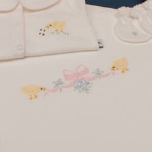 Florije Baby Little Chick El Işi Organik Yenidoğan Hastane Çıkış Seti Pembe Fırfırlı
