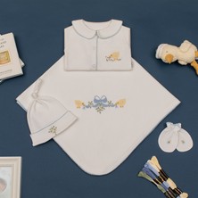 Florije Baby Little Chick El Işi Organik Yenidoğan Hastane Çıkış Seti Mavi