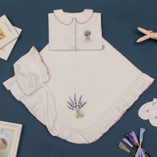 Florije Baby Lavander El Işi Organik Yenidoğan Hastane Çıkış Seti Fırfırlı Lila