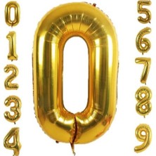 Kostüm Sarayı 0 Yaş Doğum Günü Parti Kutlama Rakam Folyo Balon Altın Renk 36 cm 16 Inç