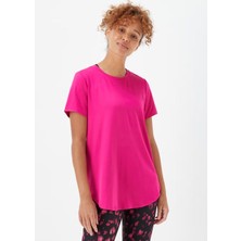 Kübra tekstil Pembe Longline Spor Tişört