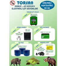 TORSAN GÜNEŞ PANELLİ EKO 1500 Elektrikli Çit Sistemi ( Domuz - Ayı Kovucu ) 1500MT