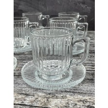 Yzhome 6 Kişilik 12 Parça Cam Çay Takımı Çay Bardağı ve Tabak Seti