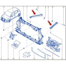 Otozet Renault Clio 5 Ön Panel Destek Braket Takımı Sağ ve Sol Set Orijinal 625542599R