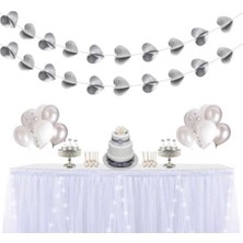 Kidspartim Kalp Süs 3 Boyutlu Sıralı Gümüş 150 cm 2 Li