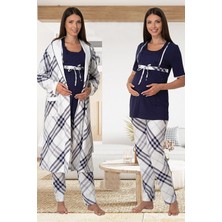 Effortt Lohusa Sabahlıklı Pijama Takımı Lacivert - 6024