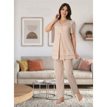 Effortt Lohusa Pijama Takımı Bej - 8022