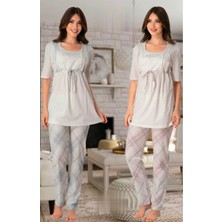 Effortt Lohusa Emzirme Destekli Pijama Takımı Mavi - 8042