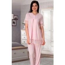 Effortt Dantelli Lohusa Pijama Takımı Pembe - 5042
