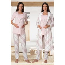 Effortt Lohusa Sabahlıklı Pijama Takımı Pembe - 6024