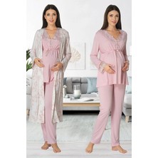 Effortt Lohusa Sabahlıklı Pijama Takımı Pembe - 8094