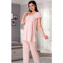 Effortt Dantelli Lohusa Pijama Takımı Pembe - 5012