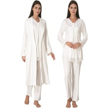 Effortt Sabahlıklı Lohusa Pijama Takımı Ekru - 4034