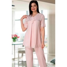 Effortt Dantel Yakalı Lohusa Pijama Takımı Pembe - 5032