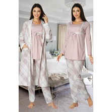 Effortt Lohusa Sabahlıklı Pijama Takımı Pembe - 8084