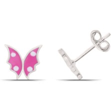 Parmas Design Kelebek Mineli 925 Ayar Gümüş Kız Çocuk Küpe