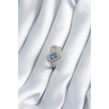 Clariss Pirinç Gümüş Renk Kalp Model Yıldız Zirkon Taş Detay Kadın Yüzük