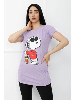 Butik Mine Baskılı Tshirt Mor - 310.623.