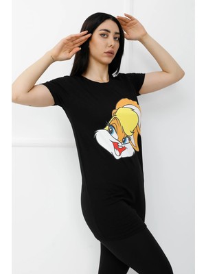 Butik Mine Bunny Baskılı Tshirt Siyah - 310.623.