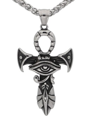 NorthShore Eye Of Horus Mısır Mitolojisi Ankh Nil Anahtarı Erkek 316L Çelik Kolye