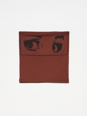 Dilvin 20667 Baskılı Crop Top-Kahve