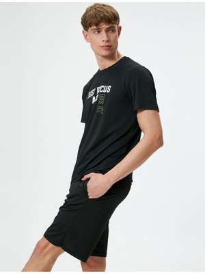 Koton 4SAM10024NK 999 Siyah Erkek Jersey Polyester Kısa Kollu T-Shirt