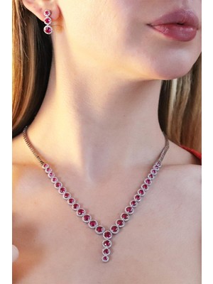 Necati Gün Gümüş Yuvarlak Taşlı Su Yolu Gümüş Set