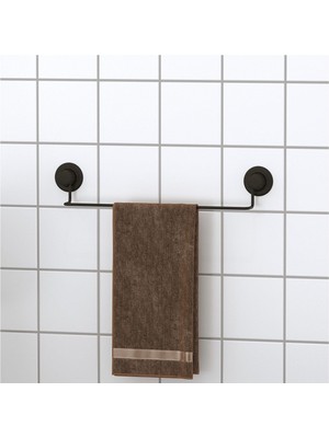Evistro Vakumlu Krom Kaplama Banyo Tuvalet Havlu Askısı Vantuzlu Siyah