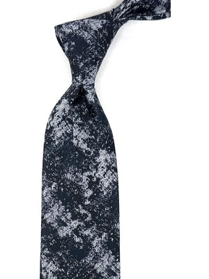 Kravatkolik Siyah - Beyaz Motif Desen Mendilli Klasik Kravat KK12004