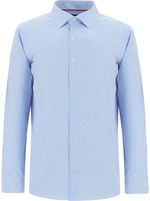 Kiğılı Uzun Kol Slim Fit Dar Kesim Desenli Pamuk Gömlek