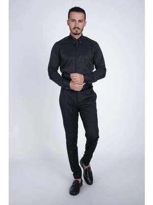 Guild Slim Fit Siyah Çizgili Gömlek