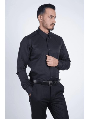 Guild Slim Fit Siyah Çizgili Gömlek