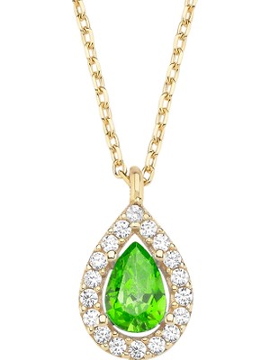 Altın Sepeti Gümüş Gold Renk Yeşil Anturaj Kolye