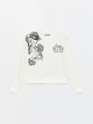 Little Star Kız Çocuk Üç Iplik Aksesuarlı Baskılı Sweatshirt