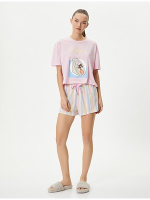 Koton Tom ve Jerry Pijama Takımı Şortlu Kısa Kollu