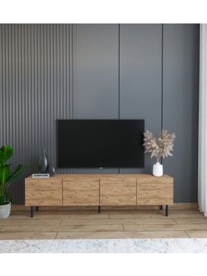 Suba Home Subahome Minimalist Demir Ayaklı Ahşap Görünümlü Tv Ünitesi -Ideal Ebatlarla Modern Tasarım