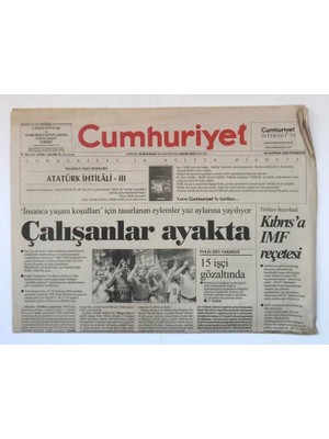 Gökçe Koleksiyon Cumhuriyet  Gazetesi  29 Haziran 2000 - Nemrutta Tanrıların Gazabı GZ8724
